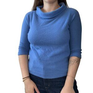 Pure Womens 100% Cashmere Lavender Blue Mock Cowl Neck Soft Sweater sz 2